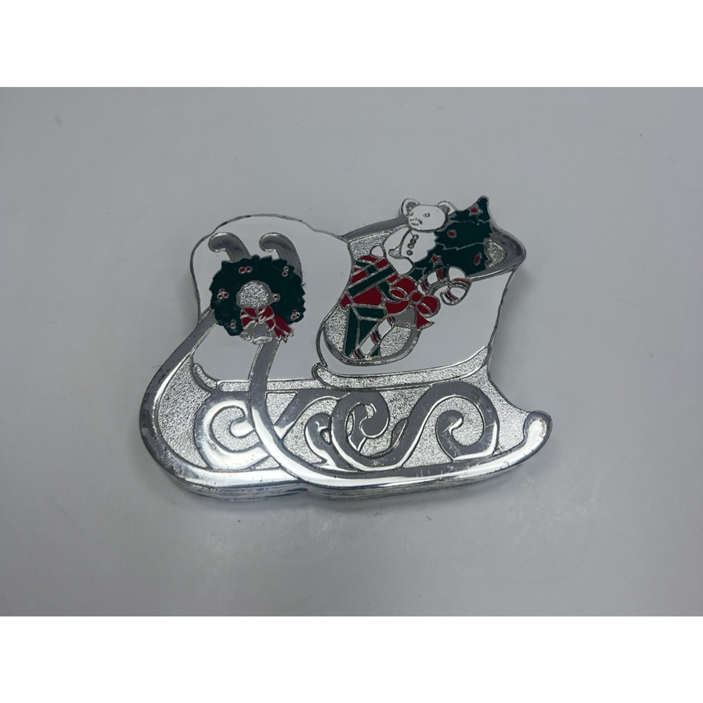 Wm. A. Rogers Vintage Christmas Sleigh Coasters Set of 6 Silverplate Felt Back